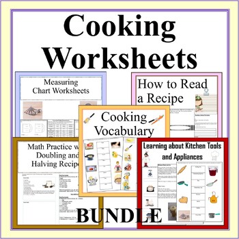 Learning to Cook Worksheet Bundle- 5 Kids Cooking Sets by Great Kids ...