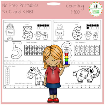 Preview of Learning to Count: 0-100, Common Core K.CC & K.NBT -- No Prep Printables BUNDLE