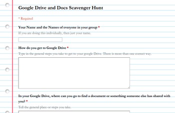 Preview of Learning to Navigate Google Drive Scavenger Hunt Activity for Students