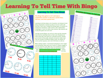 Preview of Learning to Tell Time Bingo #3 Mix  