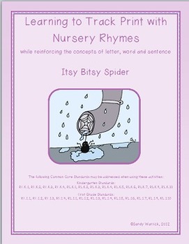 Preview of Learning to Track Print with Nursery Rhymes:  Itsy Bitsy Spider