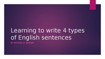 Preview of Learning to write 4 types of English sentences