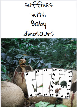 Preview of Learning with dinosaurs suffixes card game: Autism friendly