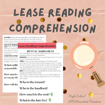 Preview of Lease Reading Comprehension