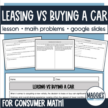 Preview of Leasing a Car Lesson with Google Slides on Comparing Car Loans and Leasing