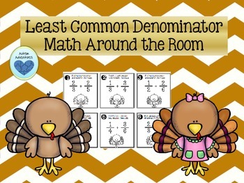 Preview of Least Common Denominators & Adding Fractions: Thanksgiving Turkey Math