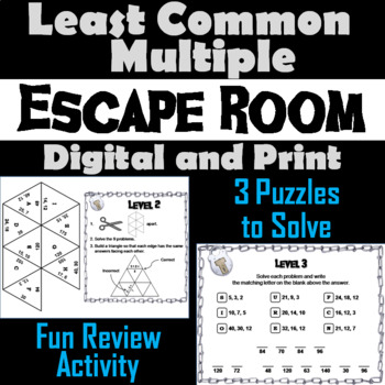 Preview of Least Common Multiple Activity: Escape Room Math Breakout Game