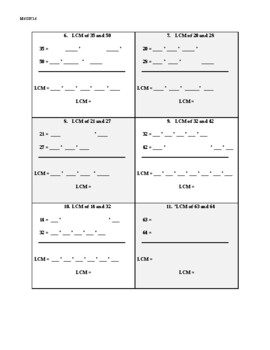 Least Common Multiple Guided Worksheet by Krista O'Neill | TPT