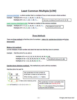 Least Common Multiple Handout - Middle School Math by Mighty Math Maven