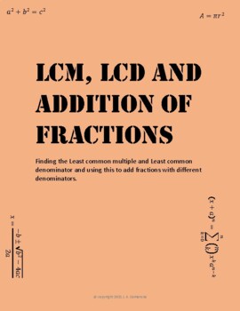 Preview of Least Common Multiple, LCD and Addition of Fractions