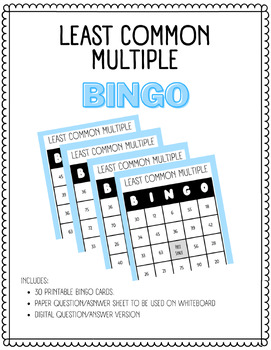 Least Common Multiple (LCM) BINGO Math Game Review by Ms Ks Math Ways