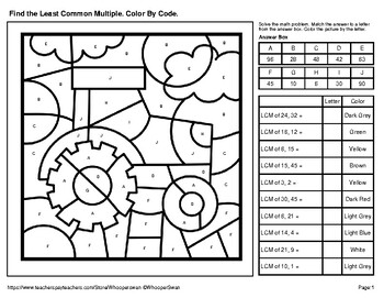 Least Common Multiple (LCM) - Color by Code / Coloring Pages - Farm