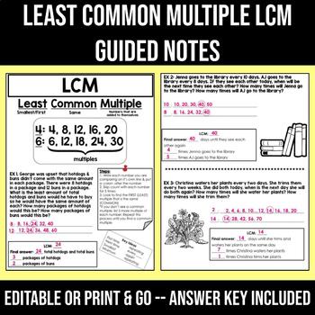 Preview of Least Common Multiple Notes | LCM Notes | LCM Practice
