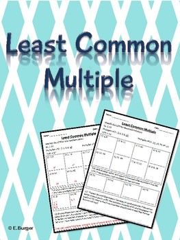 Preview of ** FREEBIE ** Least Common Multiple (LCM) Worksheets