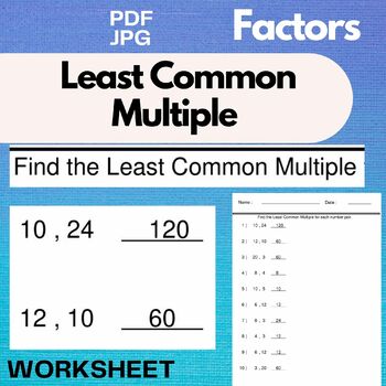 Least Common Multiple -Least Common Multiple - Factors Worksheets by ...
