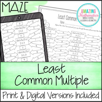 Preview of Least Common Multiple Worksheet ( LCM ) - Maze Activity
