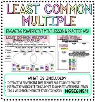Preview of Least Common Multiple Mini Lesson & Practice WS