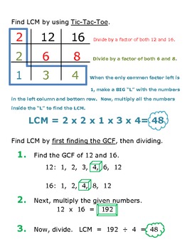 Preview of Least Common Multiple Notes (4 ways to find LCM)