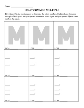 Preview of Least Common Multiple Partner Activitiy