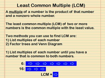 Preview of Least Common Multiple Presentation