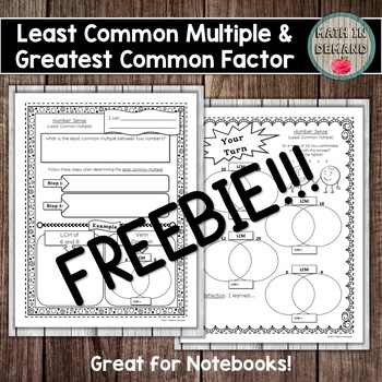 Preview of Least Common Multiple and Greatest Common Factor Math Interactive Notebook