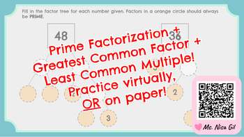 Preview of Least Common Multiple and Greatest Common Factor Practice w/Prime Factorization