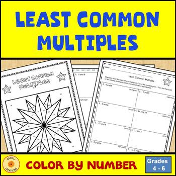 Preview of Least Common Multiples Color By Number Worksheet with Easel Assessment