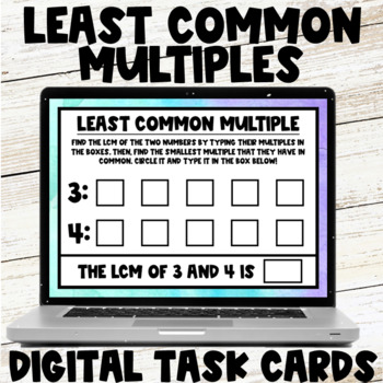 Preview of Least Common Multiples Digital & Printable Task Cards Google Slides