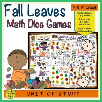 Preview of Fall Leaves Math Center Dice Games