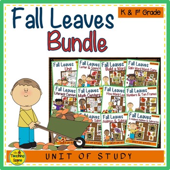 Preview of Fall Leaves Themed Literacy & Math Bundle