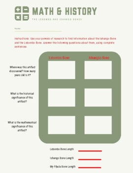 Preview of Lebombo and Ishango Bone Math History Mini Project