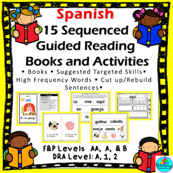 Preview of Lectura Guiada! 15 Sequenced Spanish Guided Reading Emergent Books w/ Activities