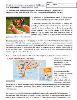 Preview of Lectura:  Las mariposas monarca (Theme: The Environment) - Spanish 3