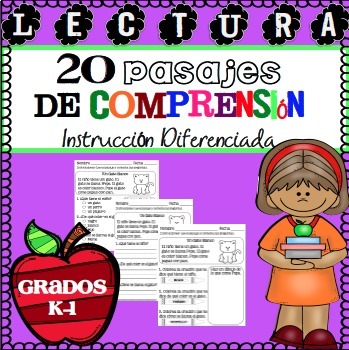 Lectura Pasajes de Comprension Set 1 Grados K-1 / Spanish Reading Comprehension