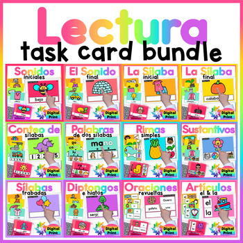 Preview of Lectura Task Card Bundle - Digital & Print