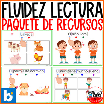 Preview of Spanish Fluency Passages Boom Cards Bundle Reading Intervention in Spanish