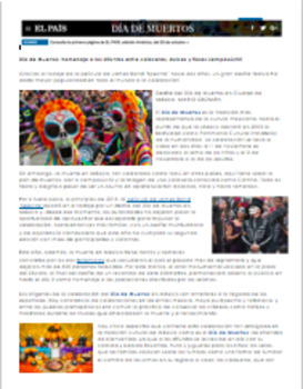 Preview of Lectura y Actividad: Día de los Muertos Reading Questions in English & Spanish
