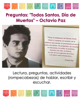 Preview of Lectura y Actividades | Todos Santos, Día de Muertos de Octavio Paz