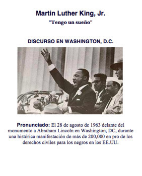 Preview of Lectura y Preguntas | Martin Luther King, Jr. Tengo un sueño | AP Style Question