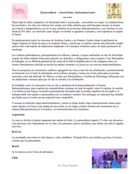 Preview of Lectura y preguntas IN SPANISH: El origen de la quinceañera y sus cambios