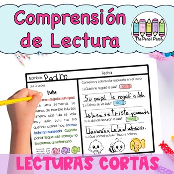 Preview of Lecturas Cortas Comprensión de Lectura - Spanish Reading Comprehension