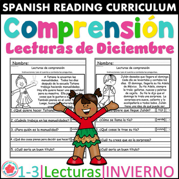 Preview of Lecturas de Comprensión Spanish Reading Comprehension December Winter