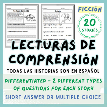 Preview of Lecturas de Comprensión - Ficción (Reading Comprehension in Spanish - Fiction)