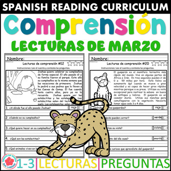 Preview of Lecturas de Comprension Marzo Reading Comprehension Spanish