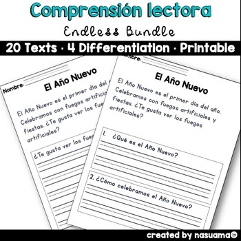 Preview of Lecturas de Comprensión- Nonfiction Spanish Reading Comprehension ENDLESS BUNDLE