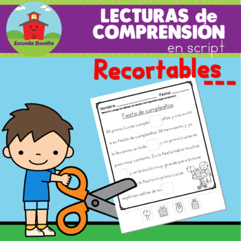 Preview of Lecturas de comprensión RECORTABLES!! en letra script!!