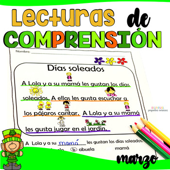 Preview of Lecturas de comprensión| Comprension lectora marzo| Spanish reading comprehensio