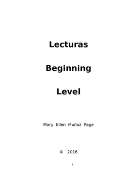 Preview of Lecturas for Beginning Level (revised)