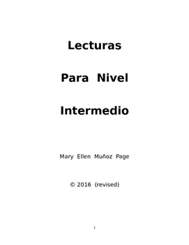 Preview of Lecturas for Intermediate Level (revised)