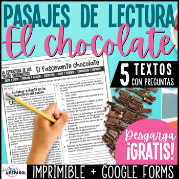 Preview of Lecturas informativas - Spanish Non Fiction Reading Comprehension - El chocolate